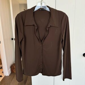 Zara brown button up